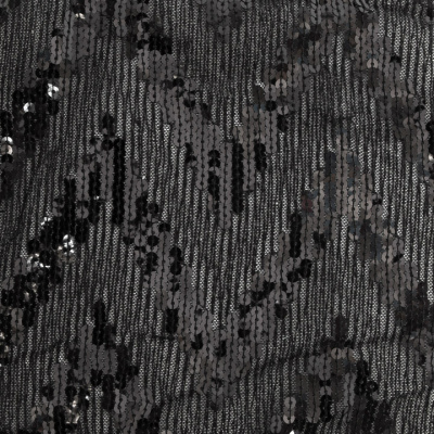 Трикотажное полотно с пайетками, шир.130 см, #311-бахрома чёрная - купить в Махачкале. Цена 1 183.35 руб.