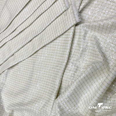 Ткань костюмная с пайетками, 100%полиэстр, 460+/-10 гр/м2, 150см #309 - цв. молочный - купить в Махачкале. Цена 1 203.93 руб.