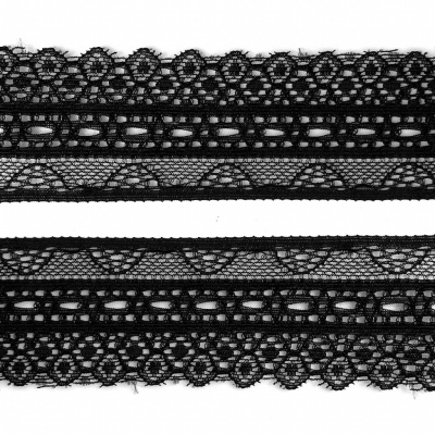Кружево эластичное 22-21, шир.35 мм -цв.чёрное - купить в Махачкале. Цена: 26.35 руб.