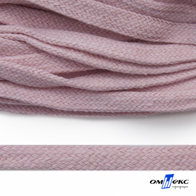 Шнур плетеный d-8 мм плоский, 70% хлопок 30% полиэстер, уп.85+/-1 м, цв.1019-св.розовый - купить в Махачкале. Цена: 735 руб.