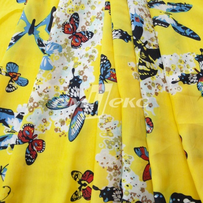 Плательная ткань "Софи" 7.2, 75 гр/м2, шир.150 см, принт бабочки - купить в Махачкале. Цена 241.49 руб.