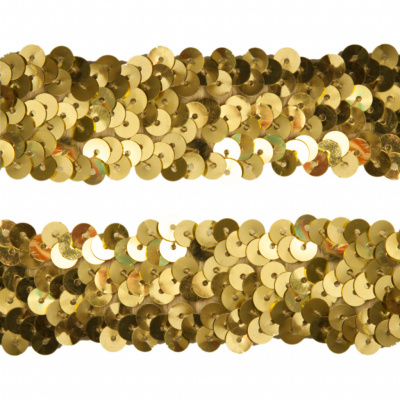 Тесьма с пайетками D16, шир. 30 мм/уп. 25+/-1 м, цвет золото - купить в Махачкале. Цена: 1 087.39 руб.