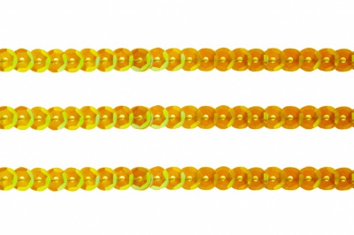 Пайетки "ОмТекс" на нитях, CREAM, 6 мм С / упак.73+/-1м, цв. 92 - золото - купить в Махачкале. Цена: 484.77 руб.
