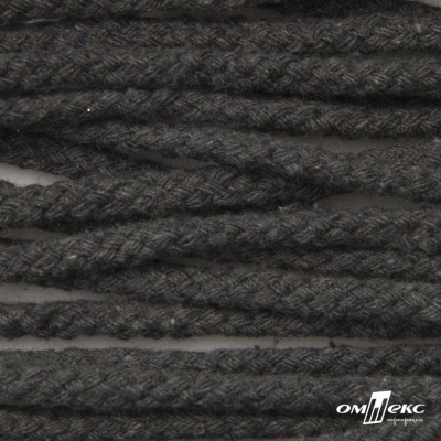 Шнур плетеный d-6 мм круглый, 70% хлопок 30% полиэстер, уп.90+/-1 м, цв.1088-т.серый - купить в Махачкале. Цена: 594 руб.