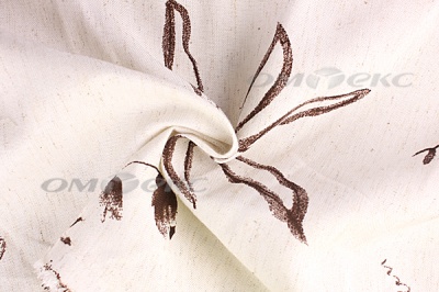 Портьерная ткань лен-печать "Розабель", С1 (молоко+венге), 280 см - купить в Махачкале. Цена 707.11 руб.
