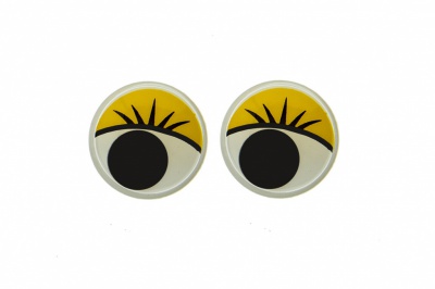 Глазки для игрушек, круглые, с бегающими зрачками, 12 мм/упак.50+/-2 шт, цв. -желтый - купить в Махачкале. Цена: 96.01 руб.