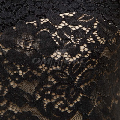 Кружевное полотно #3378, 150 гр/м2, шир.150см, цвет чёрный - купить в Махачкале. Цена 370.97 руб.