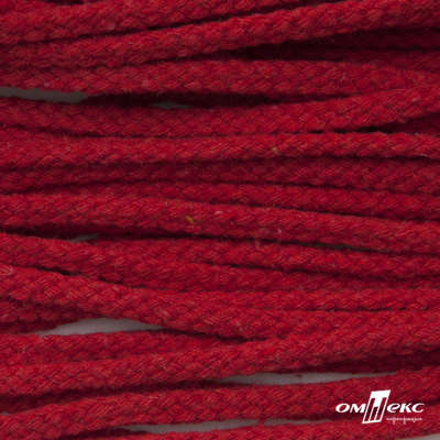 Шнур плетеный d-6 мм, круглый 70% хлопок 30% полиэстер, уп.90+/-1 м, цв.1064-красный - купить в Махачкале. Цена: 588 руб.