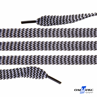 Шнурки #107-07, плоские 130 см, двухцветные цв.серый/чёрный - купить в Махачкале. Цена: 23.03 руб.