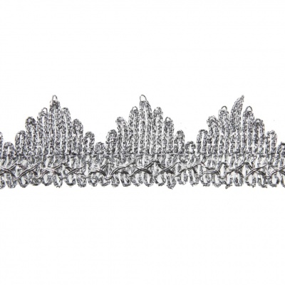 Тесьма металлизированная 0384-0240, шир. 40 мм/уп. 25+/-1 м, цвет серебро - купить в Махачкале. Цена: 490.74 руб.