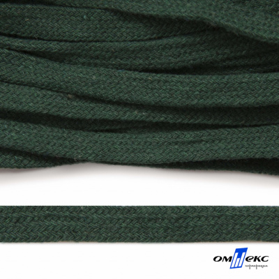 Шнур плетеный d-8 мм плоский, 70% хлопок 30% полиэстер, уп.85+/-1 м, цв.1016-т.зеленый - купить в Махачкале. Цена: 742.50 руб.
