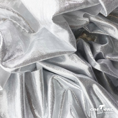 Трикотажное полотно голограмма, шир.140 см, #602 -белый/серебро - купить в Махачкале. Цена 385.88 руб.