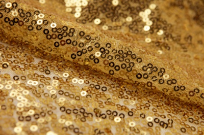 Сетка с пайетками №6, 188 гр/м2, шир.130см, цвет золото - купить в Махачкале. Цена 371.02 руб.