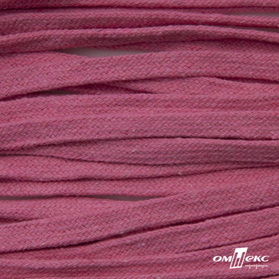 Шнур плетеный d-8 мм плоский, 70% хлопок 30% полиэстер, уп.85+/-1 м, цв.1029-розовый - купить в Махачкале. Цена: 735 руб.