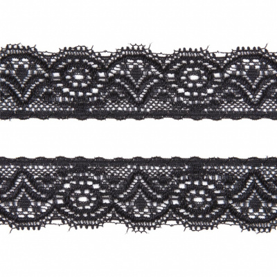 Кружево эластичное LY-311, шир. 20 мм, цвет чёрный - купить в Махачкале. Цена: 19.25 руб.