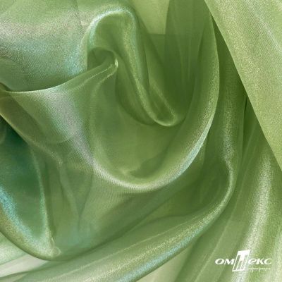 Ткань органза, 100% полиэстр, 28г/м2, шир. 150 см, цв. #27 зеленый - купить в Махачкале. Цена 86.24 руб.