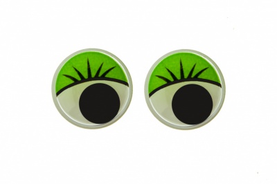 Глазки для игрушек, круглые, с бегающими зрачками, 15 мм/упак.50+/-2 шт, цв. -зеленый - купить в Махачкале. Цена: 113.01 руб.