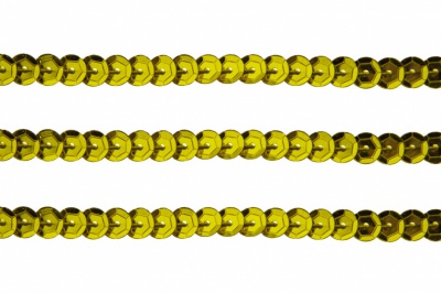 Пайетки "ОмТекс" на нитях, SILVER-BASE, 6 мм С / упак.73+/-1м, цв. 7 - св.золото - купить в Махачкале. Цена: 468.37 руб.
