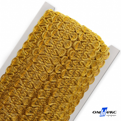 Тесьма металлизированная 0384-0777, шир. 34 мм/уп. 25+/-1 м, цвет золото - купить в Махачкале. Цена: 586.51 руб.