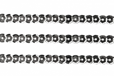 Пайетки "ОмТекс" на нитях, SILVER-BASE, 6 мм С / упак.73+/-1м, цв. 1 - серебро - купить в Махачкале. Цена: 468.37 руб.