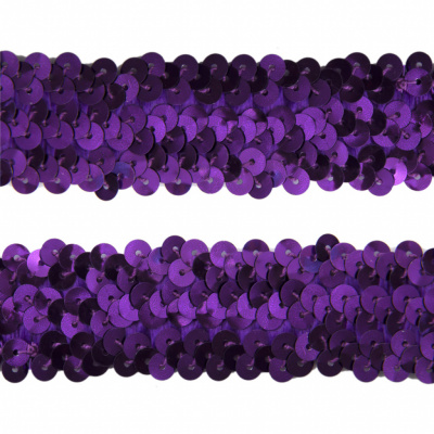 Тесьма с пайетками 12, шир. 30 мм/уп. 25+/-1 м, цвет фиолет - купить в Махачкале. Цена: 1 098.48 руб.