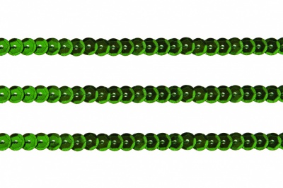 Пайетки "ОмТекс" на нитях, SILVER-BASE, 6 мм С / упак.73+/-1м, цв. 4 - зеленый - купить в Махачкале. Цена: 484.77 руб.