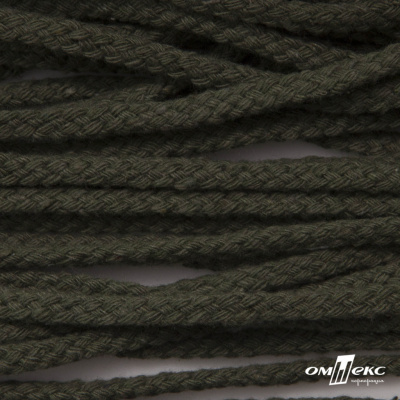 Шнур плетеный d-6 мм круглый, 70% хлопок 30% полиэстер, уп.90+/-1 м, цв.1075-хаки - купить в Махачкале. Цена: 588 руб.