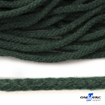 Шнур плетеный d-6 мм, 70% хлопок 30% полиэстер, уп.90+/-1 м, цв.1083-тём.зелёный - купить в Махачкале. Цена: 588 руб.